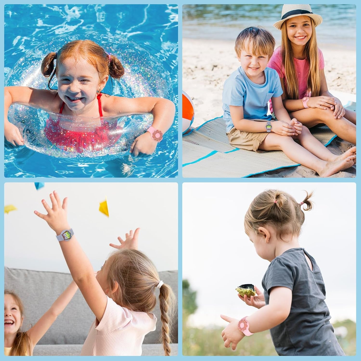 Waterproof Air Tag Bracelets for Kids (2 Pack) - Soft Silicone Hidden Air Tag Wristband - Lightweight GPS Tracker Holder Compatible with Apple Airtag Band for Child-Donut & Owl