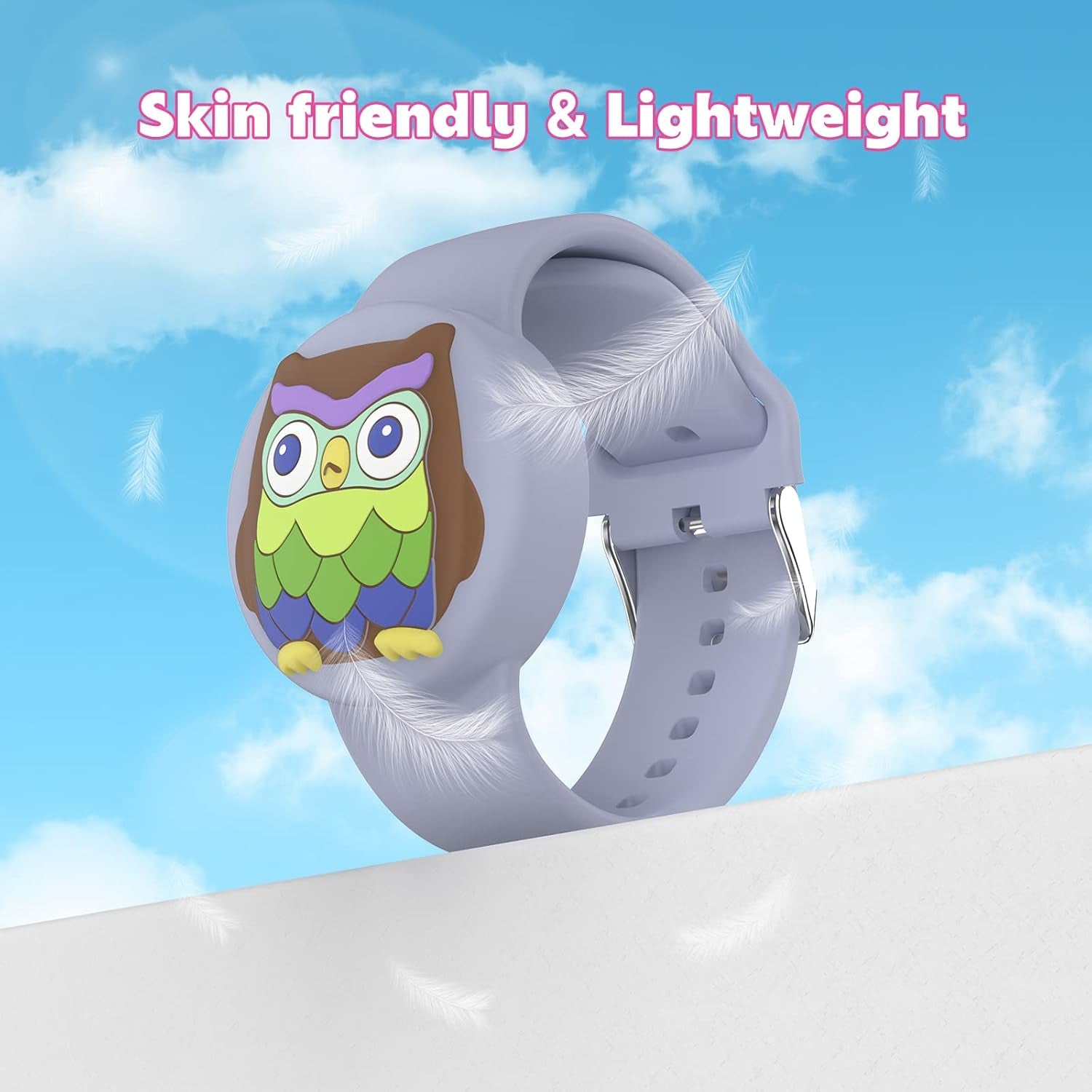 Waterproof Air Tag Bracelets for Kids (2 Pack) - Soft Silicone Hidden Air Tag Wristband - Lightweight GPS Tracker Holder Compatible with Apple Airtag Band for Child-Donut & Owl